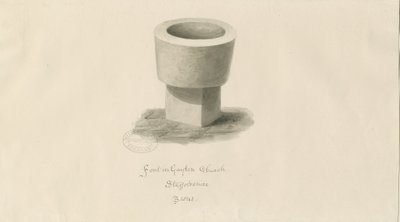 Skrifttype i Gayton Church: sepia tegning af John Buckler