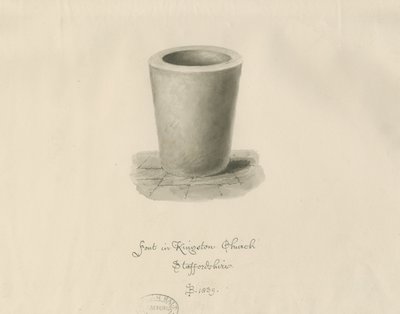 Font in Kingstone Church: sepia drawing, 1839dani af John Buckler