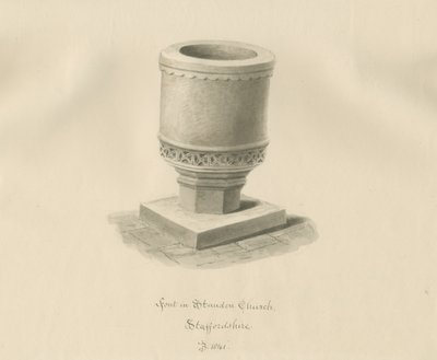 Skrifttype i Standon Church: sepia tegning af John Buckler