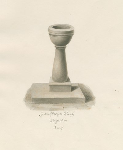 Font i Waterfall Church: sepia tegning af John Buckler