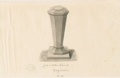 Skrifttype i Wetton Church: sepia-tegning, 1839 af John Buckler