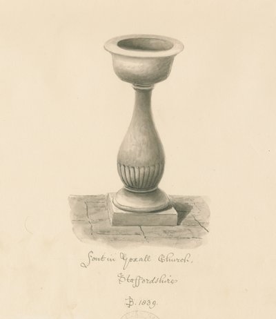Font in Yoxall Church: sepia drawing, 1839dani af John Buckler