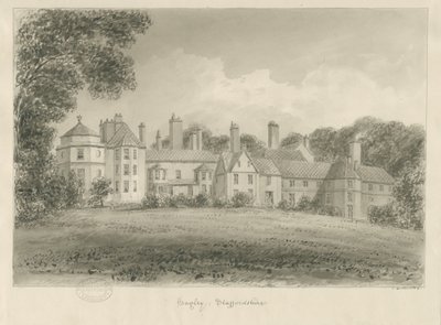 Hagley Hall: sepia tegning, 1814 af John Buckler