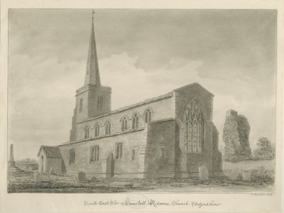 Hamstall Ridware Church: sepia tegning af John Buckler