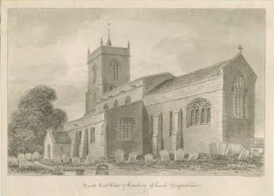 Hanbury Church: sepia vask tegning af John Buckler