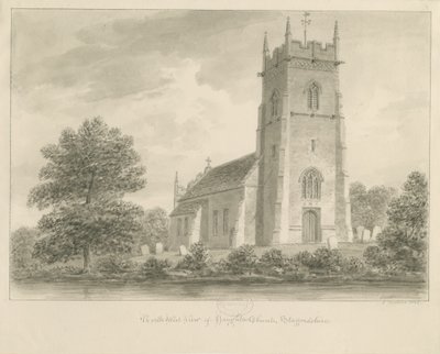 Haughton Church: sepia tegning af John Buckler
