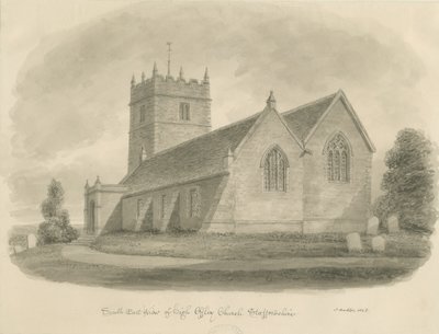 High Offley Church: sepia tegning af John Buckler