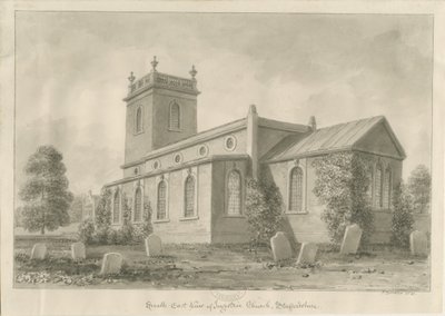 Ingestre Kirke: sepia tegning af John Buckler