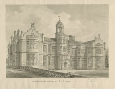 Ingestre Hall: sepia tegning af John Buckler