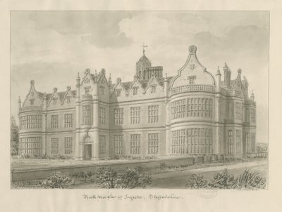 Ingestre Hall: sepia tegning af John Buckler