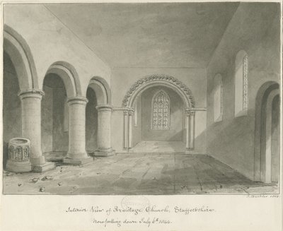 Interior of Armitage Church: sepia drawing, 6 Jul 1844dani af John Buckler