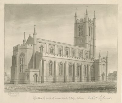 Lane End - New Church: sepia tegning af John Buckler