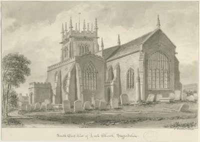 Porre Kirke: sepia tegning, 1844 af John Buckler