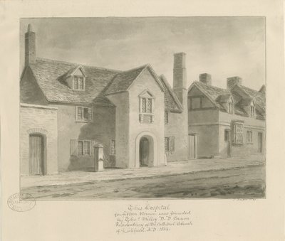 Lichfield - Hospital for Women: sepia tegning af John Buckler