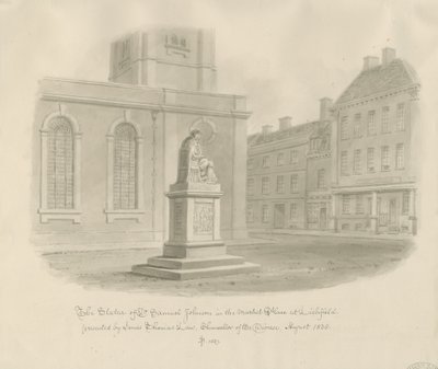 Lichfield - Market Place: sepia-tegning af John Buckler