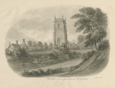 Longdon Church: sepia tegning af John Buckler