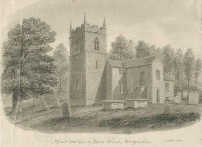 Mær Kirke: sepia vask tegning af John Buckler