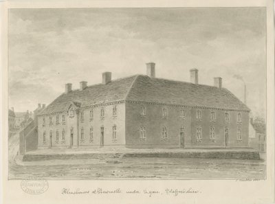 Newcastle-under-Lyme - Almshouses: sepia drawing, 1840dani af John Buckler