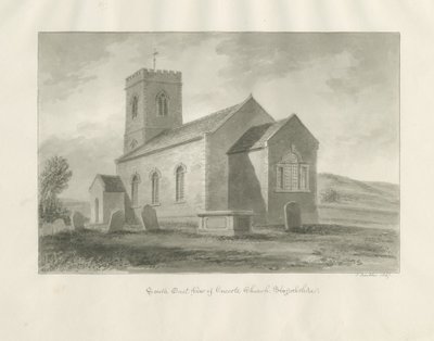 Onecote Kirke: sepia vasketegning, 1847 af John Buckler