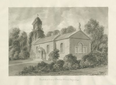 Patshull Kirke: sepia tegning af John Buckler