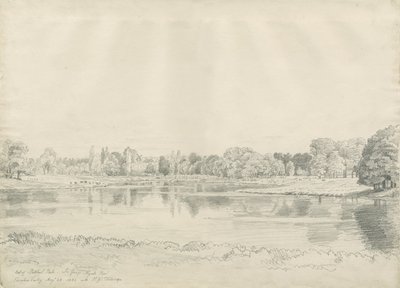 Patshull House - Park and Pool: blyantstegning, 25. august 1820 af John Buckler
