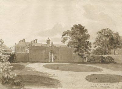 Patshull House: sepia vask tegning, nd [1820] af John Buckler