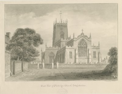 Penkridge Church: sepia tegning af John Buckler