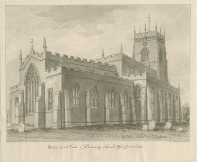 Penkridge Church: sepia tegning, 1837 af John Buckler