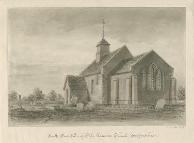 Pipe Ridware Church: sepia tegning af John Buckler
