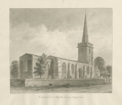 Rolleston Church: sepia drawing, 1848dani af John Buckler
