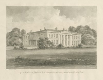 Rolleston Hall: sepia tegning af John Buckler