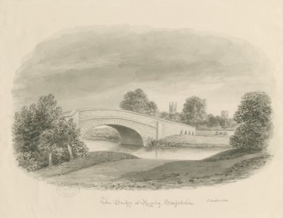 Rugeley Town - Bridge: sepia-tegning, 1842 af John Buckler
