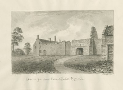 Rushall Hall: sepia vask tegning af John Buckler