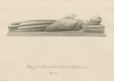 Shareshill Church - Monumental billedkunst [Cassandra Swynnerton]: sepia vask tegning af John Buckler