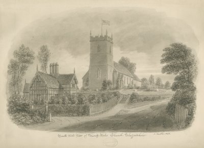 Sheriffhales Church: sepia tegning af John Buckler