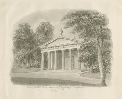 Shugborough - Dorisk tempel: sepia-tegning, 1842 af John Buckler