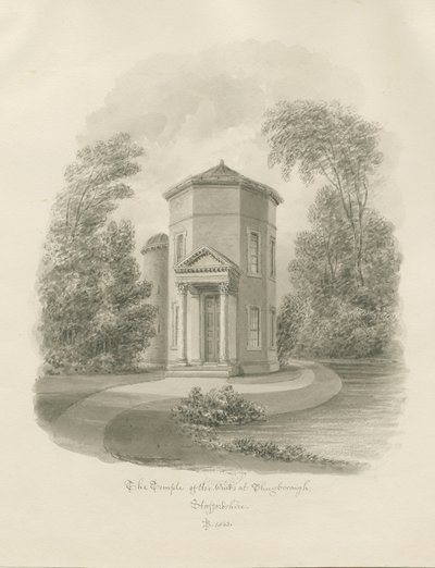 Shugborough - Vindenes tempel: sepia tegning, 1843 af John Buckler