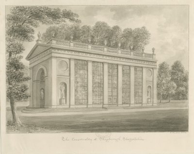 Shugborough Hall - Konservatoriet: sepia tegning af John Buckler