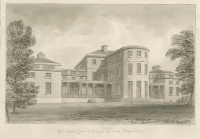 Shugborough Hall - Havefront: sepia-tegning, 1842 af John Buckler