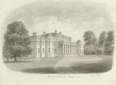 Shugborough Hall: sepia tegning, 1843 af John Buckler