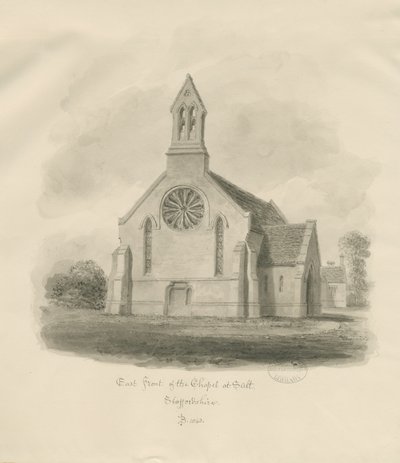 Stafford - Salt Chapel [St. James"]: sepia tegning af John Buckler