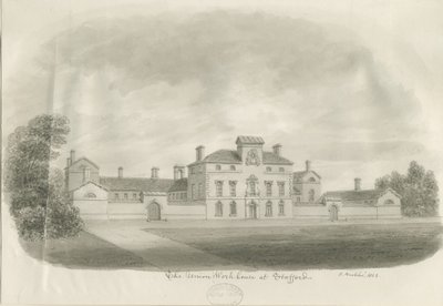 Stafford - Union Workhouse: sepia tegning af John Buckler