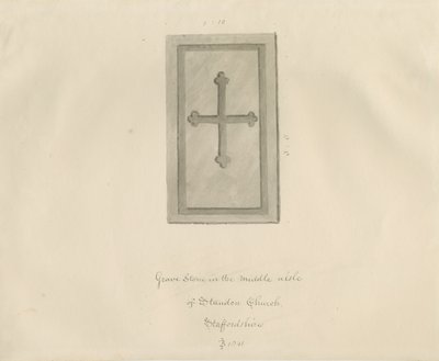 Standon Church - Gravsten: sepia tegning af John Buckler