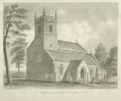 Standon Church: sepia tegning af John Buckler