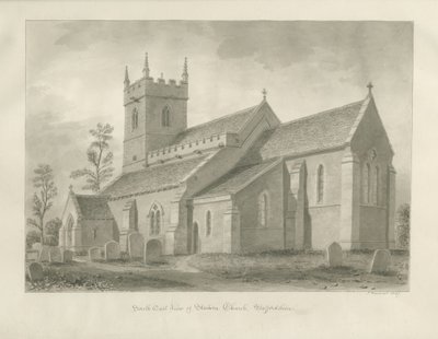 Standon Church: sepia tegning af John Buckler