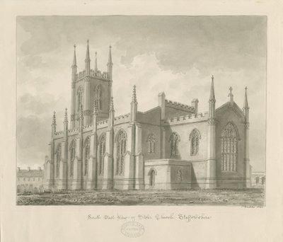 Stoke-upon-Trent Church [Ny]: sepia-tegning af John Buckler