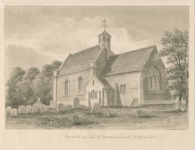 Stretton Church: sepia tegning, 1842 af John Buckler