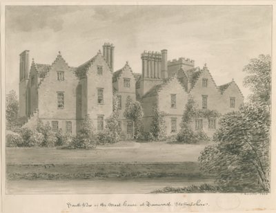 Tamworth - The Moat House: sepia tegning af John Buckler