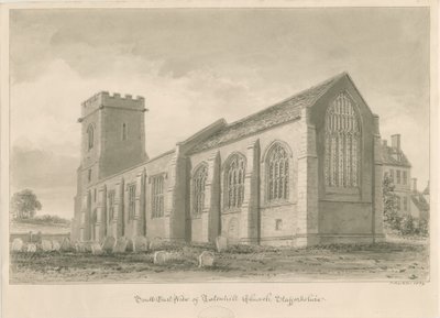 Tatenhill Church: sepia vask tegning af John Buckler