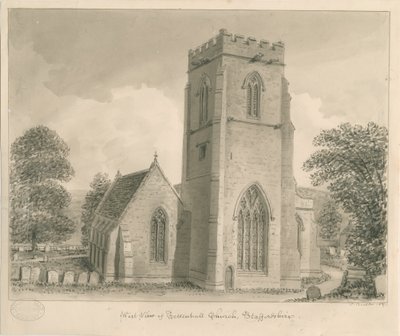 Tettenhall Church: sepia wash tegning, 1837 af John Buckler